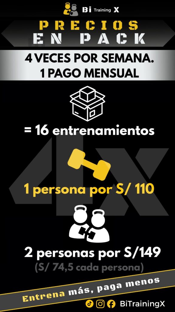 (4 Entrenamientos) 1 vez por semana pack mensual para 01 persona