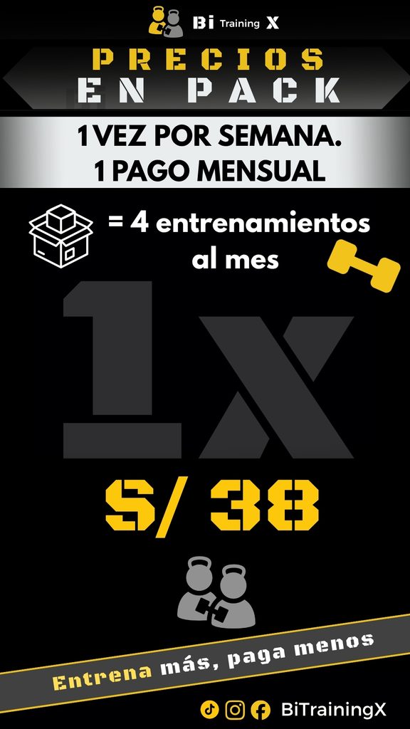 (4 Entrenamientos) 1 vez por semana pack mensual para 01 persona