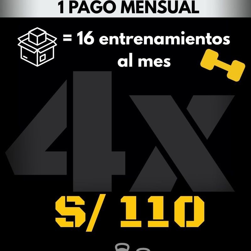 (16 Entrenamientos) 4 veces por semana pack mensual para 01 persona