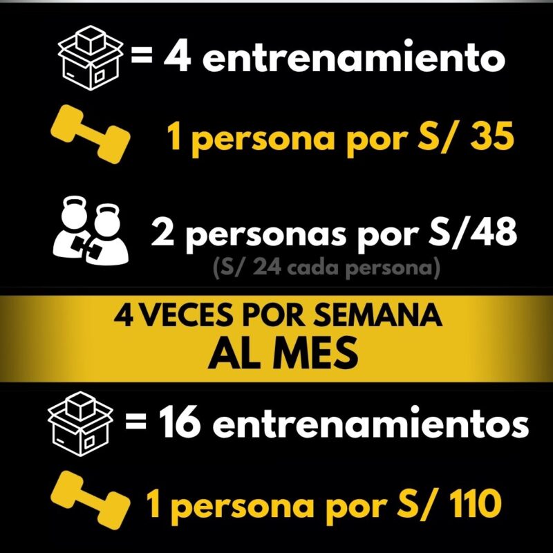 (16 Entrenamientos) 4 veces por semana pack mensual para 01 persona